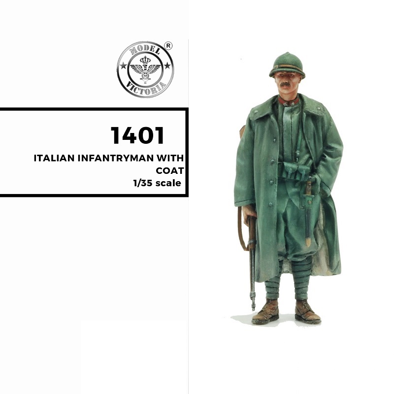 MODEL VICTORIA WWI ITALIAN INFANTRYMAN WITH COAT #1 1:35 Cod.1401 
